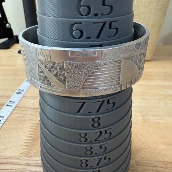 Silver Tone Cuff Bracelet Art Deco, Southwestern, Artisan, Hammered, Chunky - Picture 4 of 9